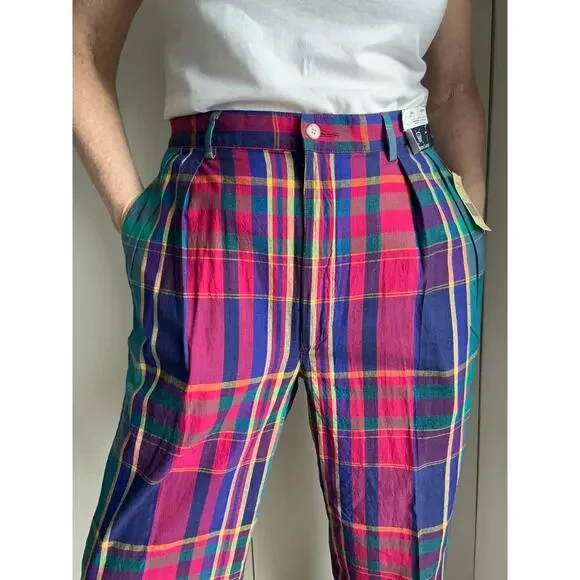 Vintage Polo Ralph Lauren Madras Plaid Golf Pants W32 Ivy League prep Made USA - Picture 11 of 11